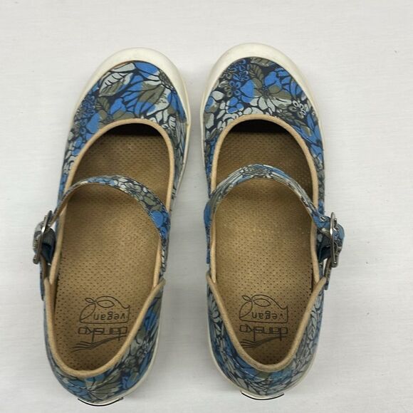 Dansko Vegan Blue Floral Canvas Mary Janes 38 - Picture 6 of 10